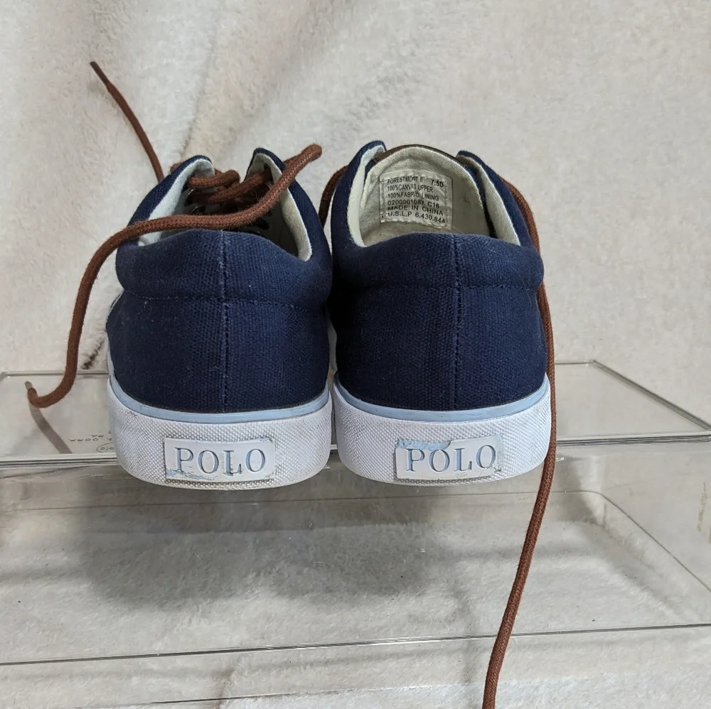Polo‎ Ralph Lauren Men's Navy Blue Canvas Sneakers Preppy Casual Activewear  7.5